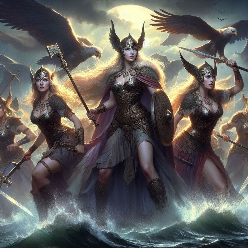 The Valkyries, warrior maidens who serve Odin